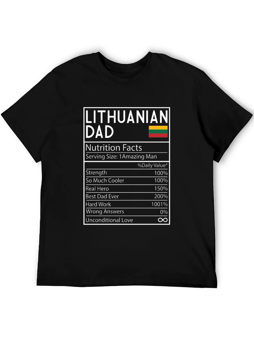 Lithuanian Dad Nutrition Facts T-Shirt