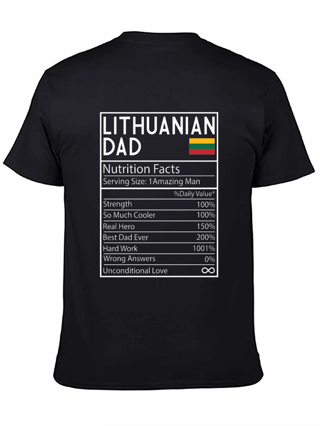 Lithuanian Dad Nutrition Facts T-Shirt