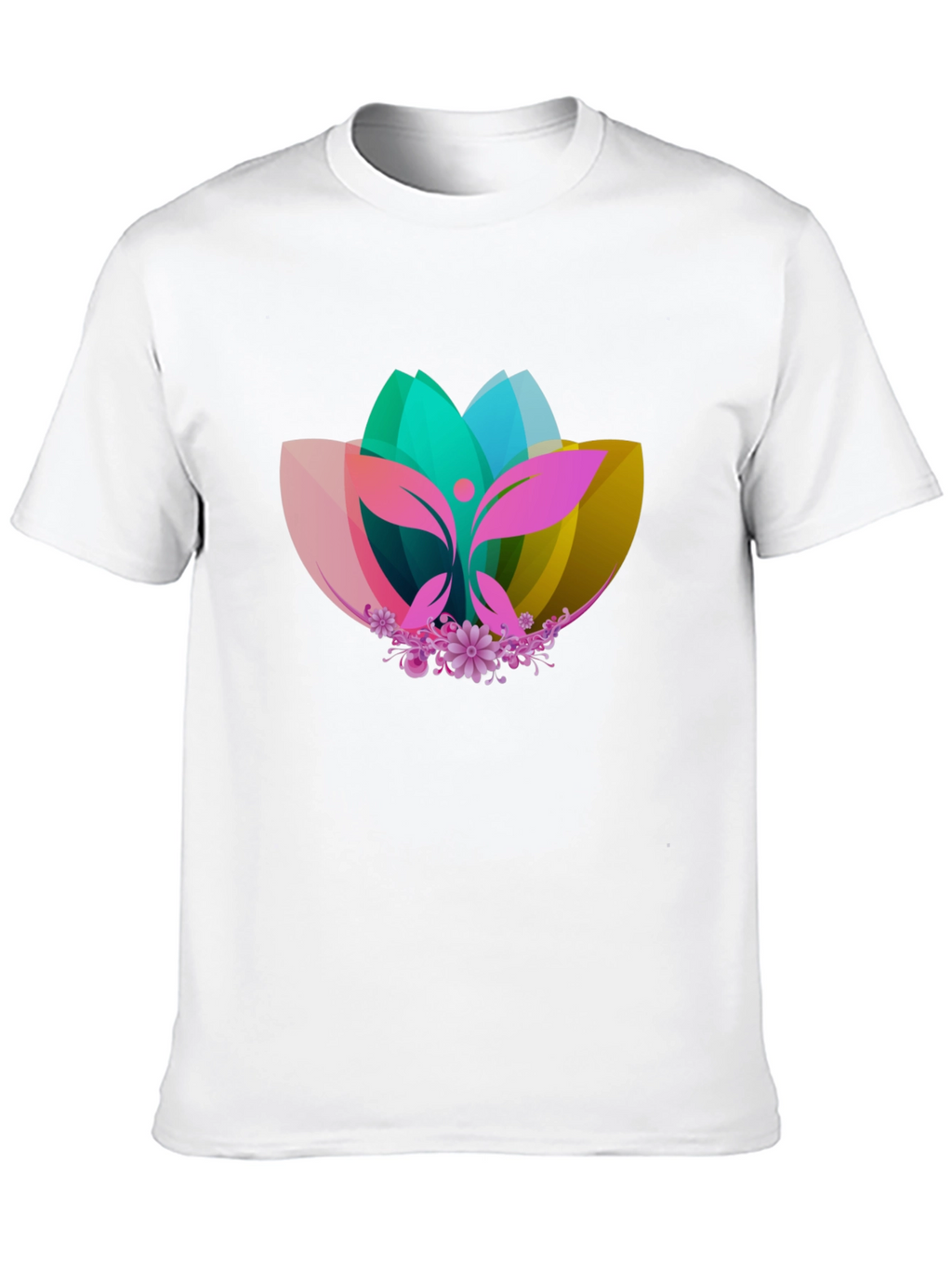 Abstract Lotus Graphic Black T-Shirt