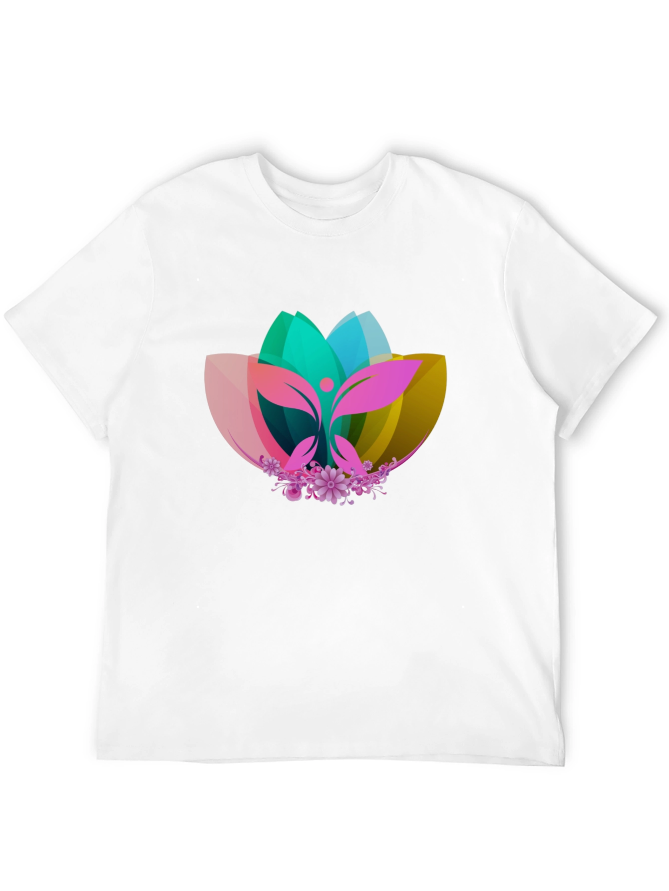 Abstract Lotus Graphic Black T-Shirt