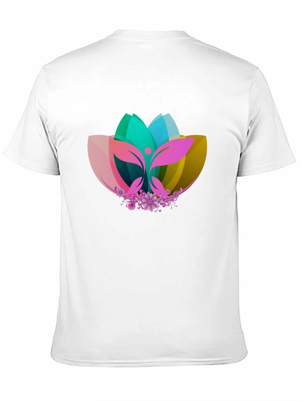 Abstract Lotus Graphic Black T-Shirt