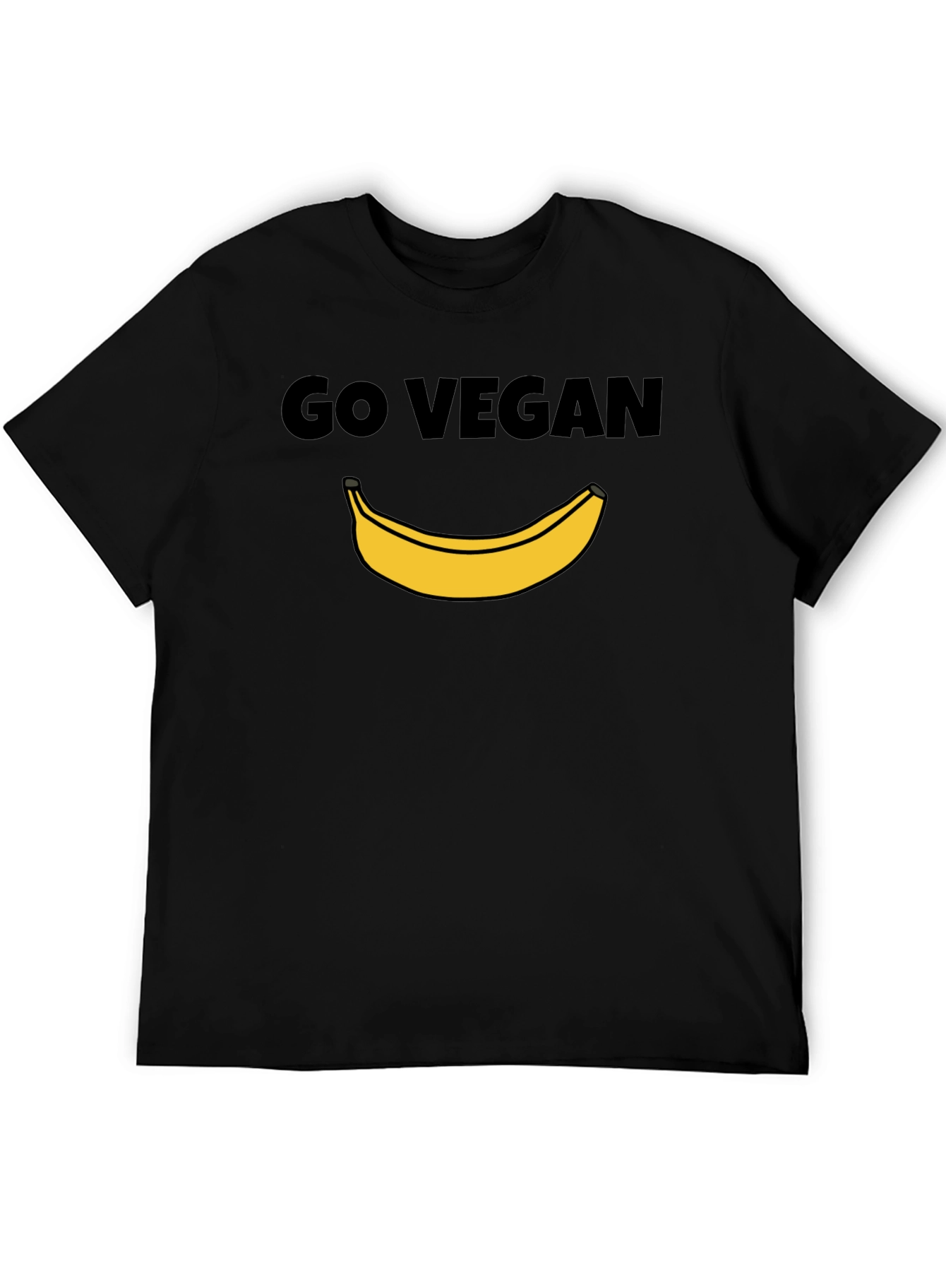 Go Vegan Banana Graphic Tee - Unisex Black T-Shirt