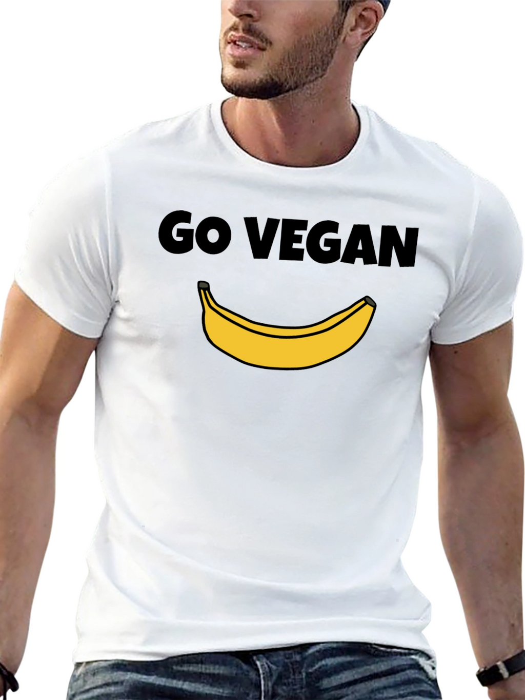 Go Vegan Banana Graphic Tee - Unisex Black T-Shirt