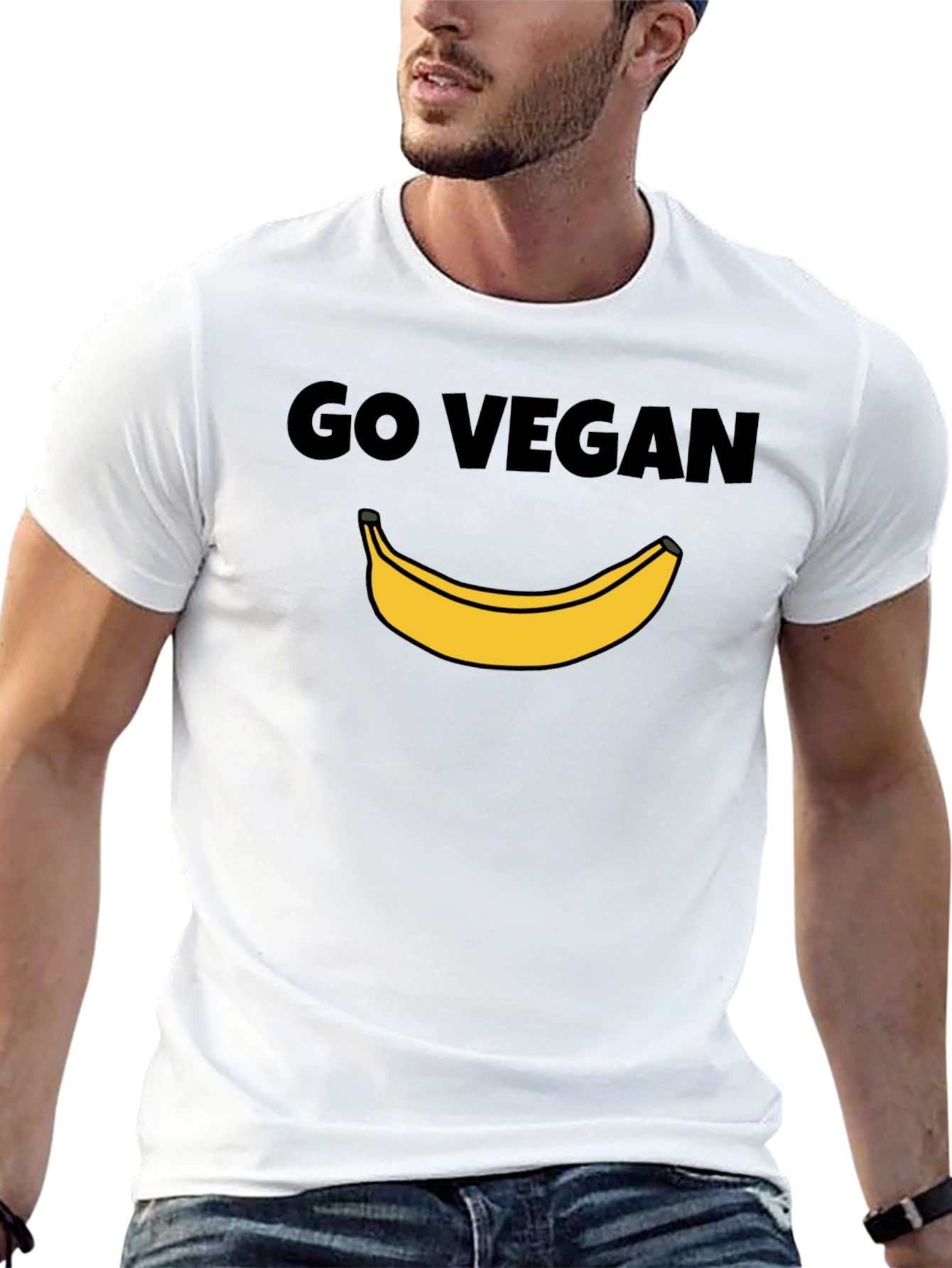 Go Vegan Banana Graphic Tee - Unisex Black T-Shirt