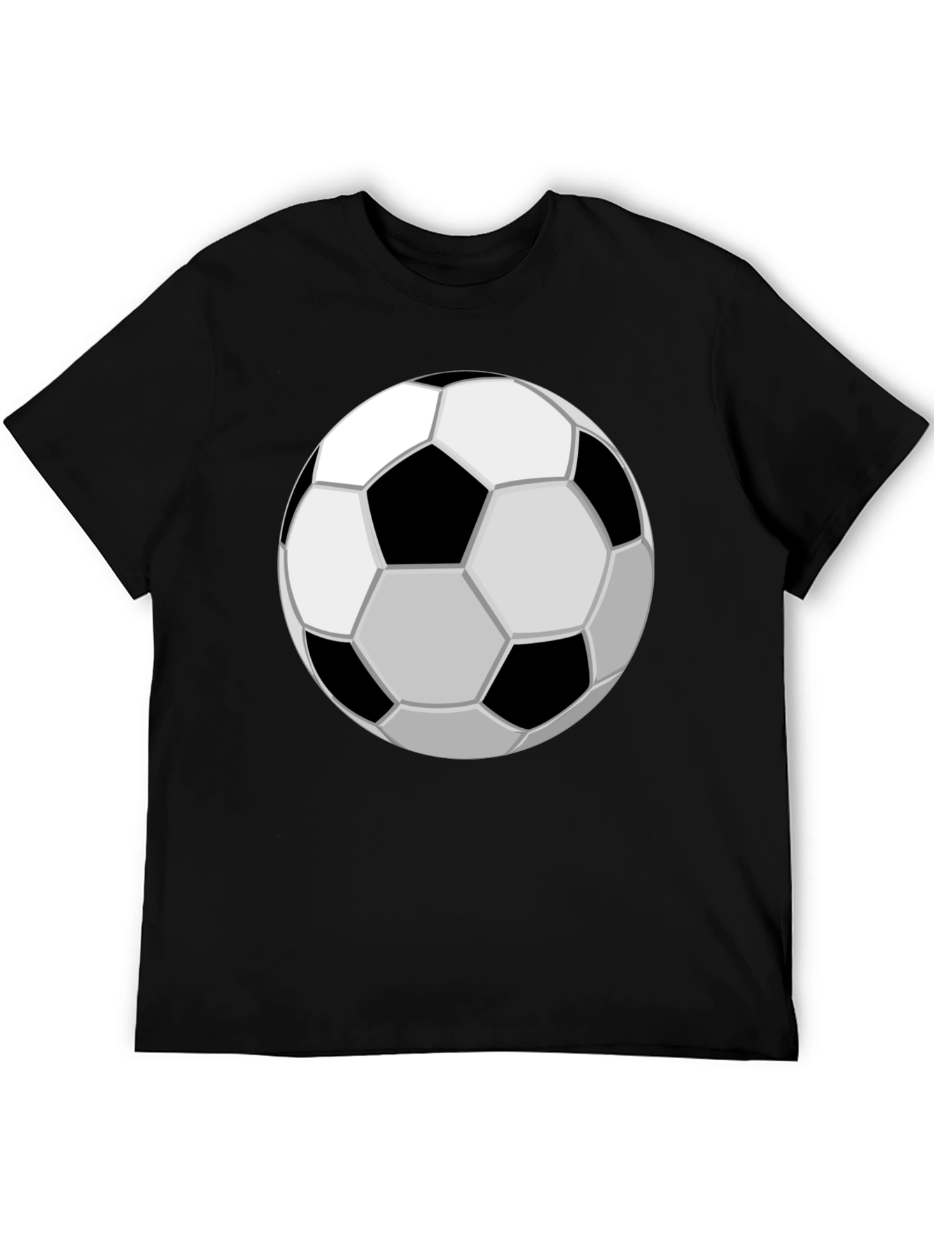 Soccer Ball Graphic Tee - Black Cotton Casual T-Shirt
