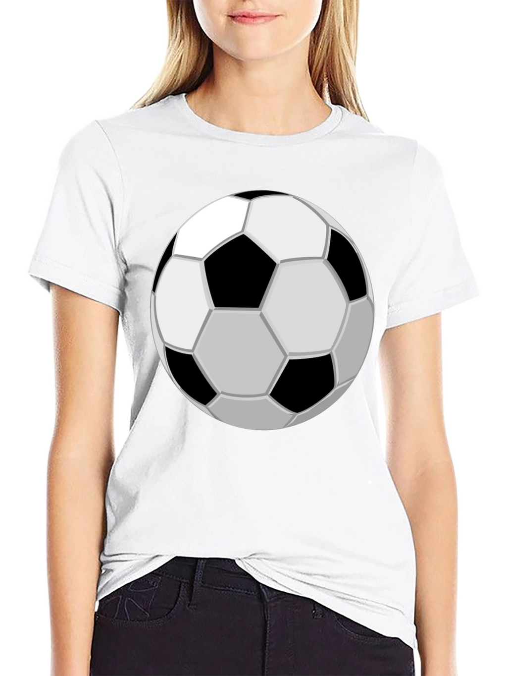 Soccer Ball Graphic Tee - Black Cotton Casual T-Shirt