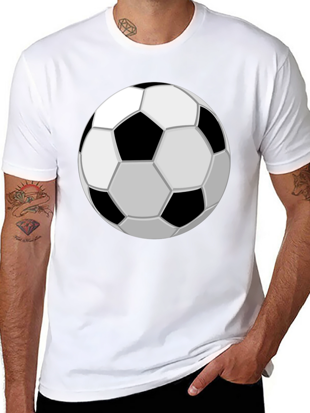Soccer Ball Graphic Tee - Black Cotton Casual T-Shirt