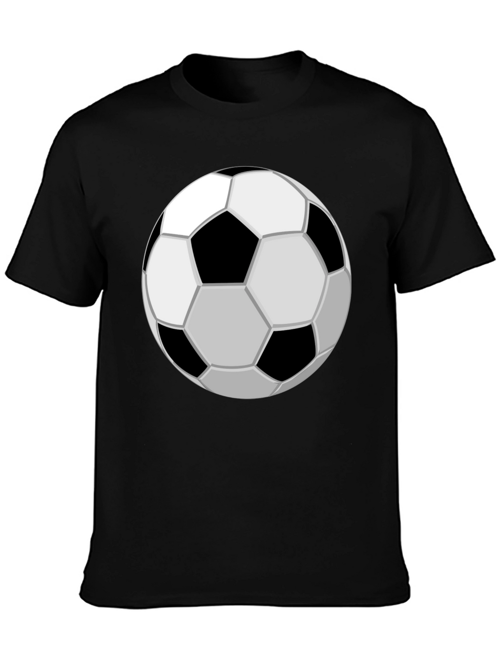 Soccer Ball Graphic Tee - Black Cotton Casual T-Shirt