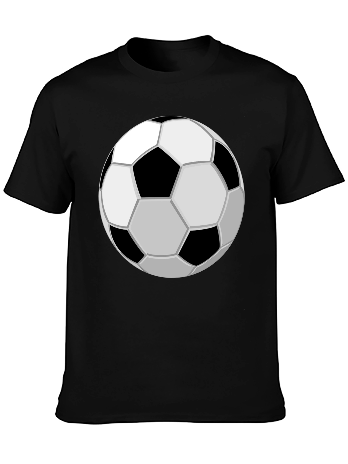 Soccer Ball Graphic Tee - Black Cotton Casual T-Shirt
