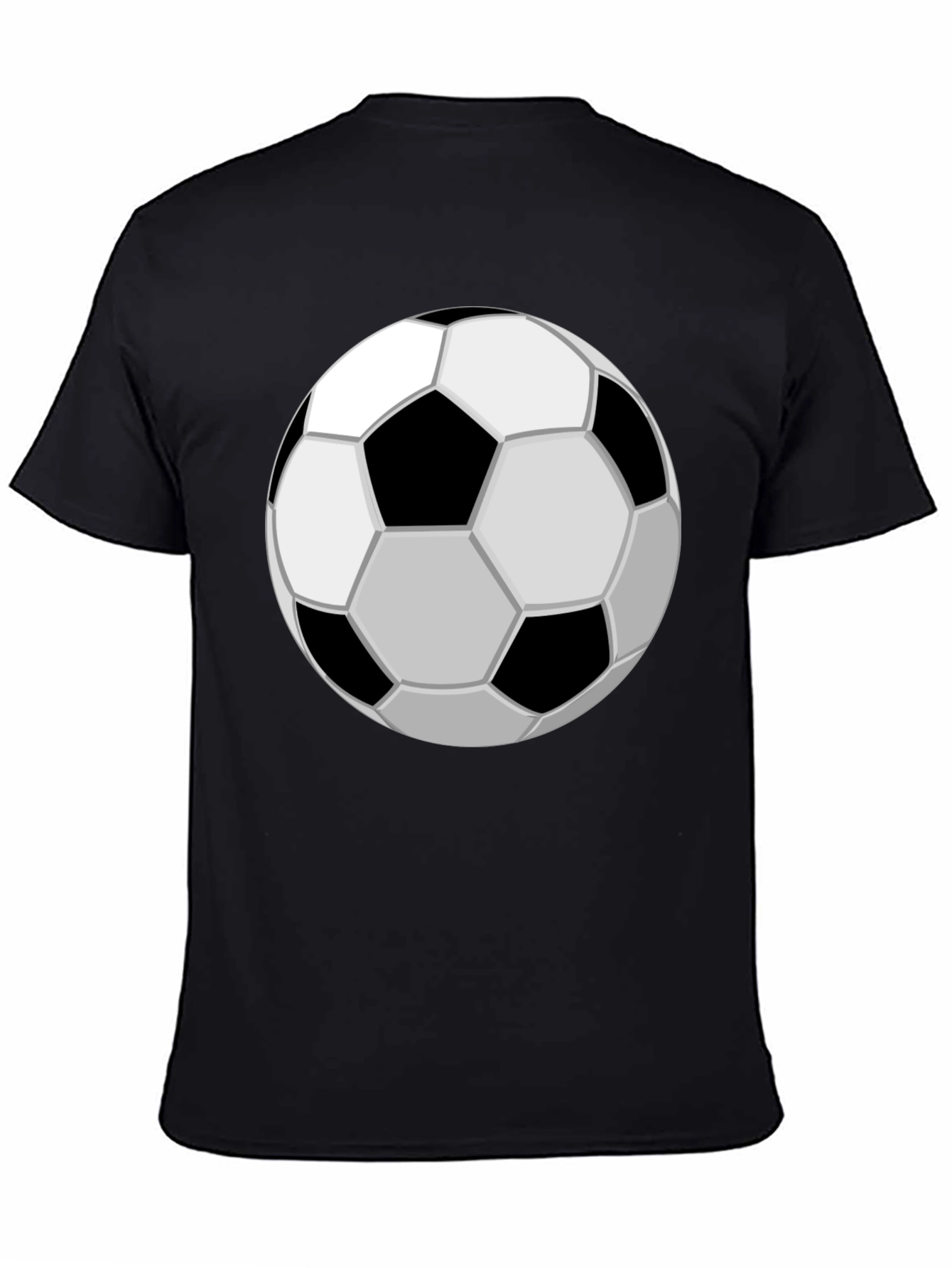 Soccer Ball Graphic Tee - Black Cotton Casual T-Shirt
