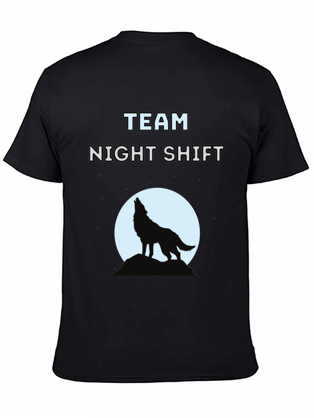 Team Night Shift Wolf Graphic T-Shirt - Black