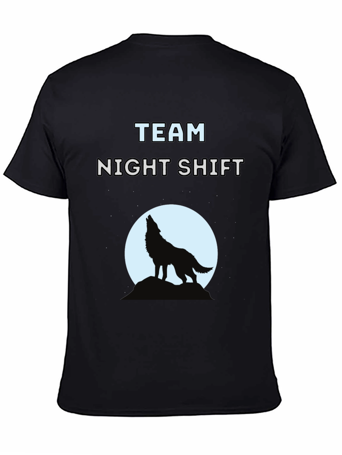 Team Night Shift Wolf Graphic T-Shirt - Black
