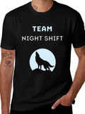 Team Night Shift Wolf Graphic T-Shirt - Black