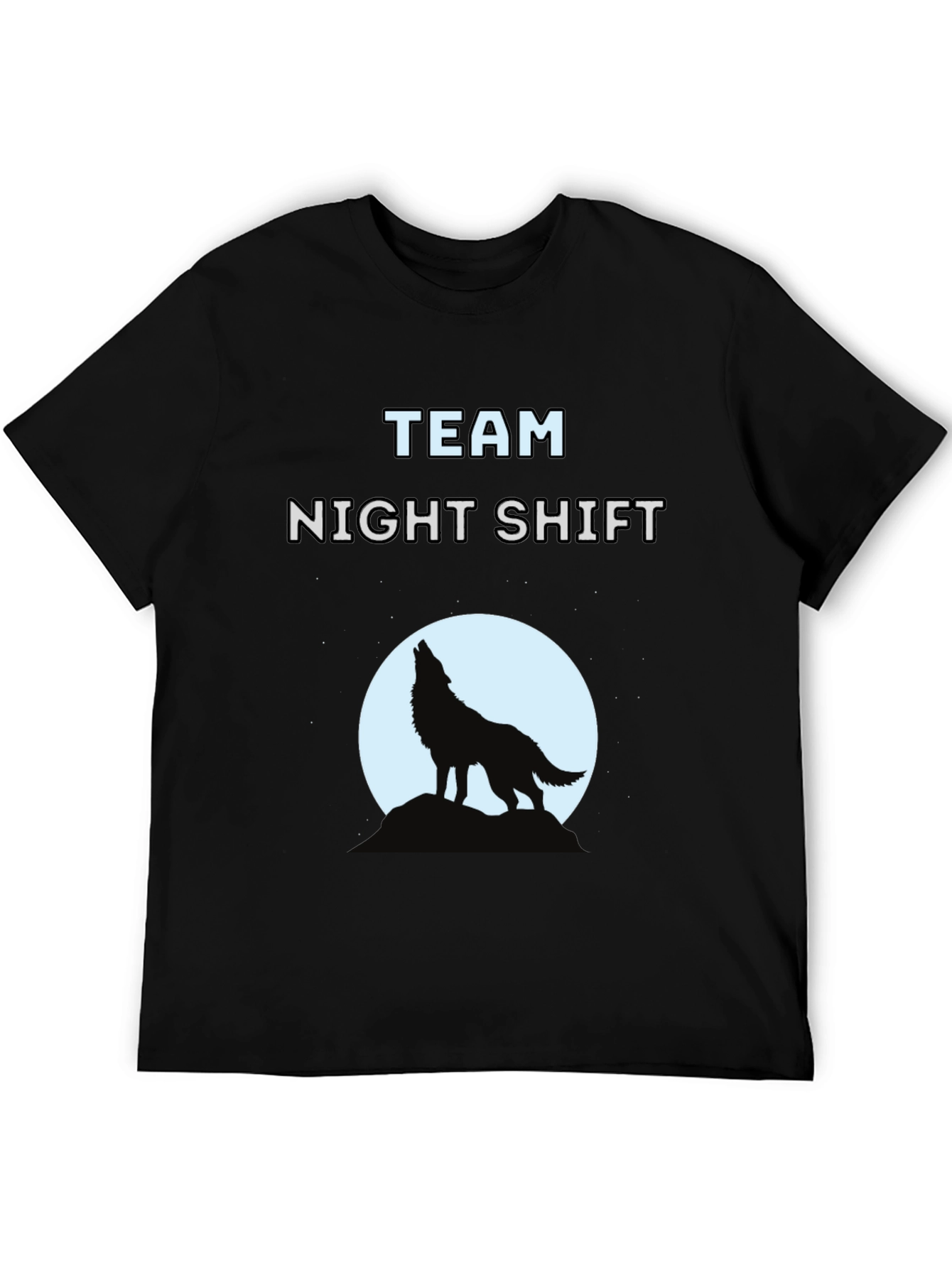 Team Night Shift Wolf Graphic T-Shirt - Black