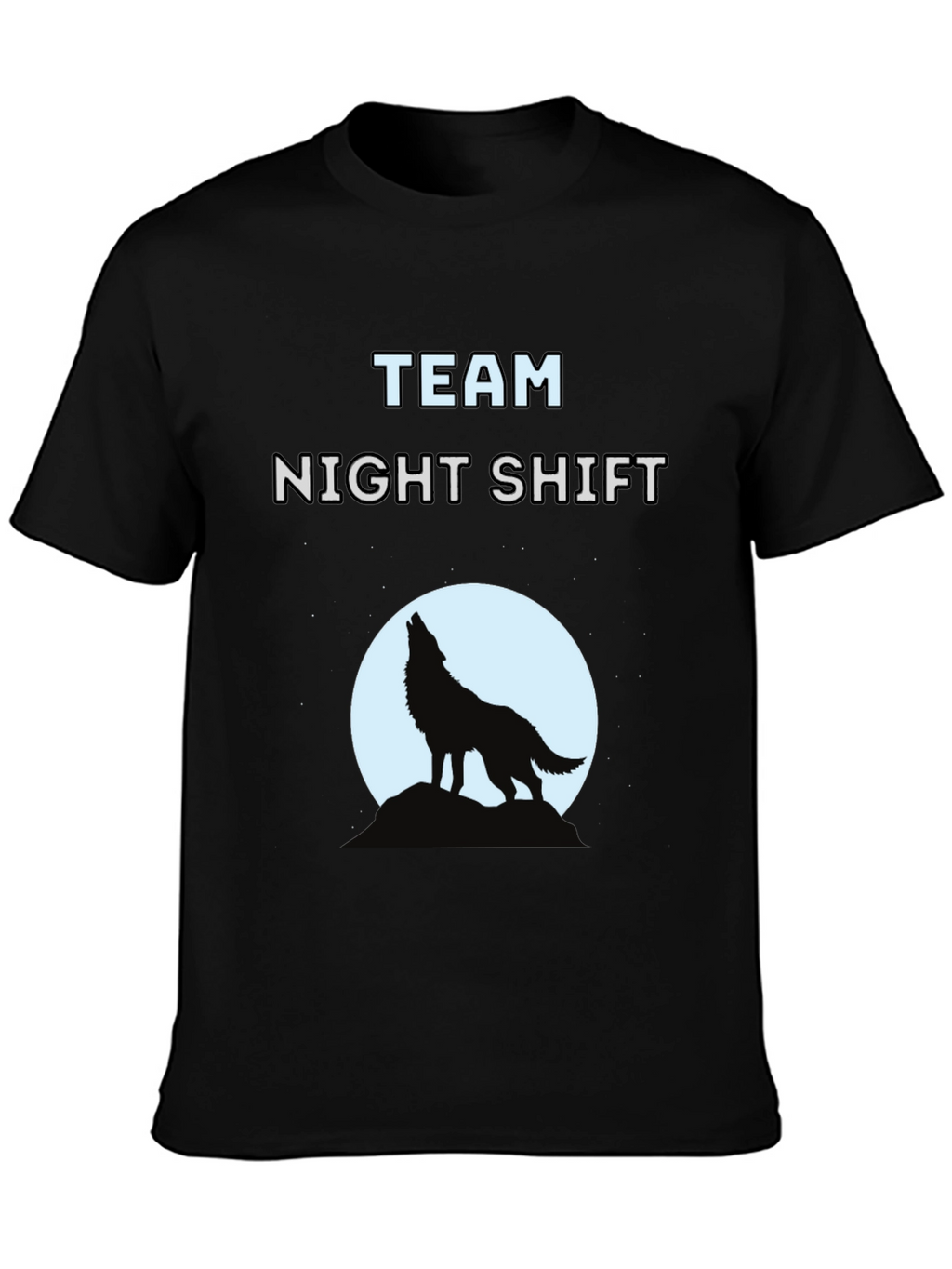 Team Night Shift Wolf Graphic T-Shirt - Black