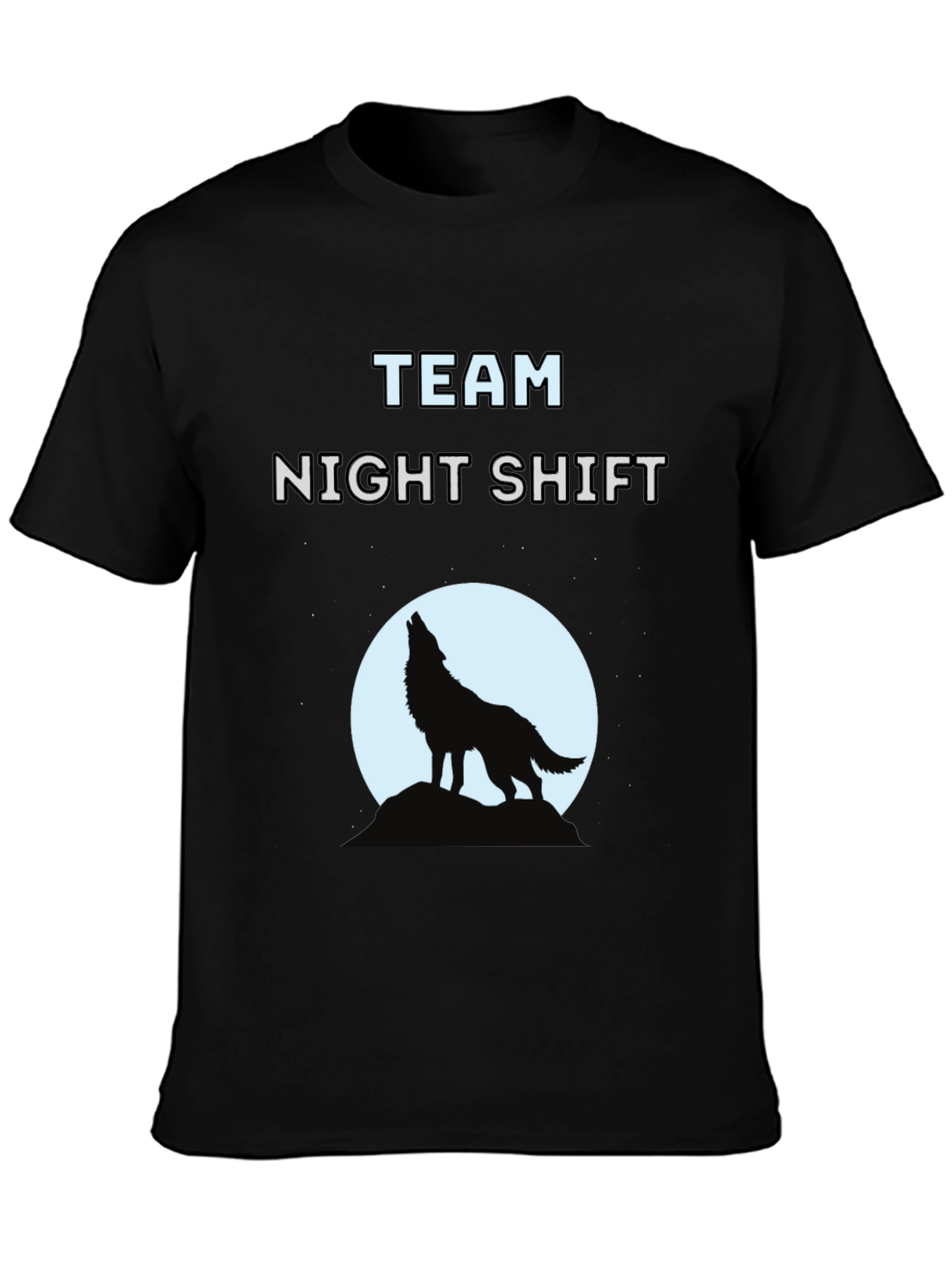 Team Night Shift Wolf Graphic T-Shirt - Black