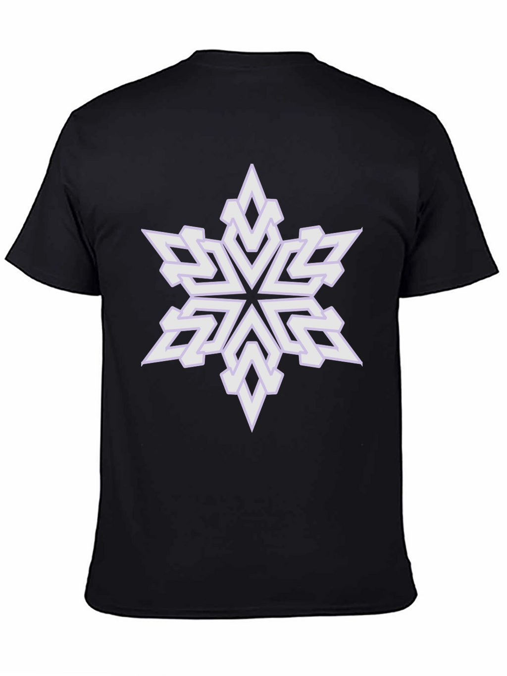 Geometric Snowflake Graphic Tee - Black