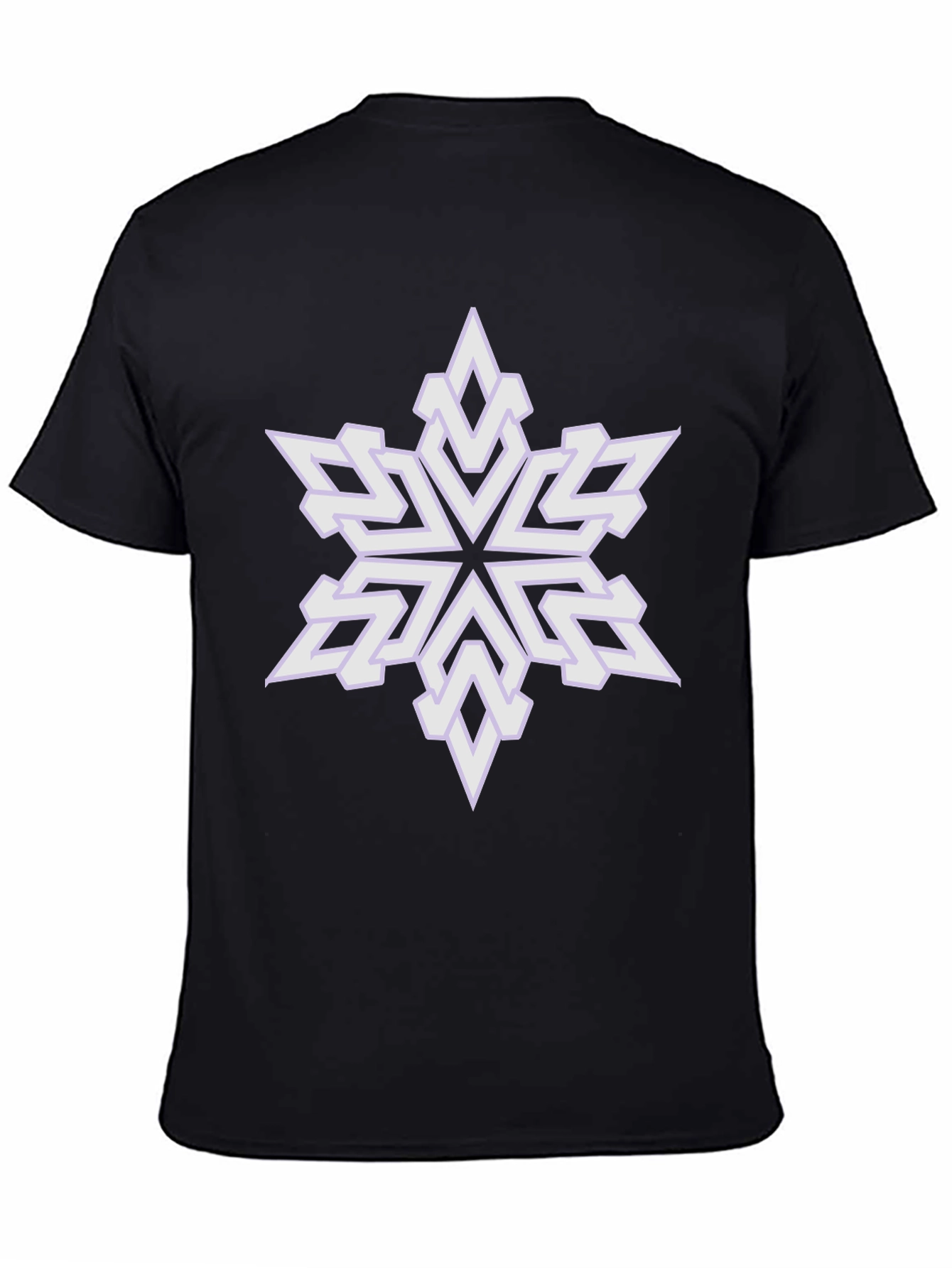 Geometric Snowflake Graphic Tee - Black