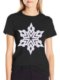Geometric Snowflake Graphic Tee - Black