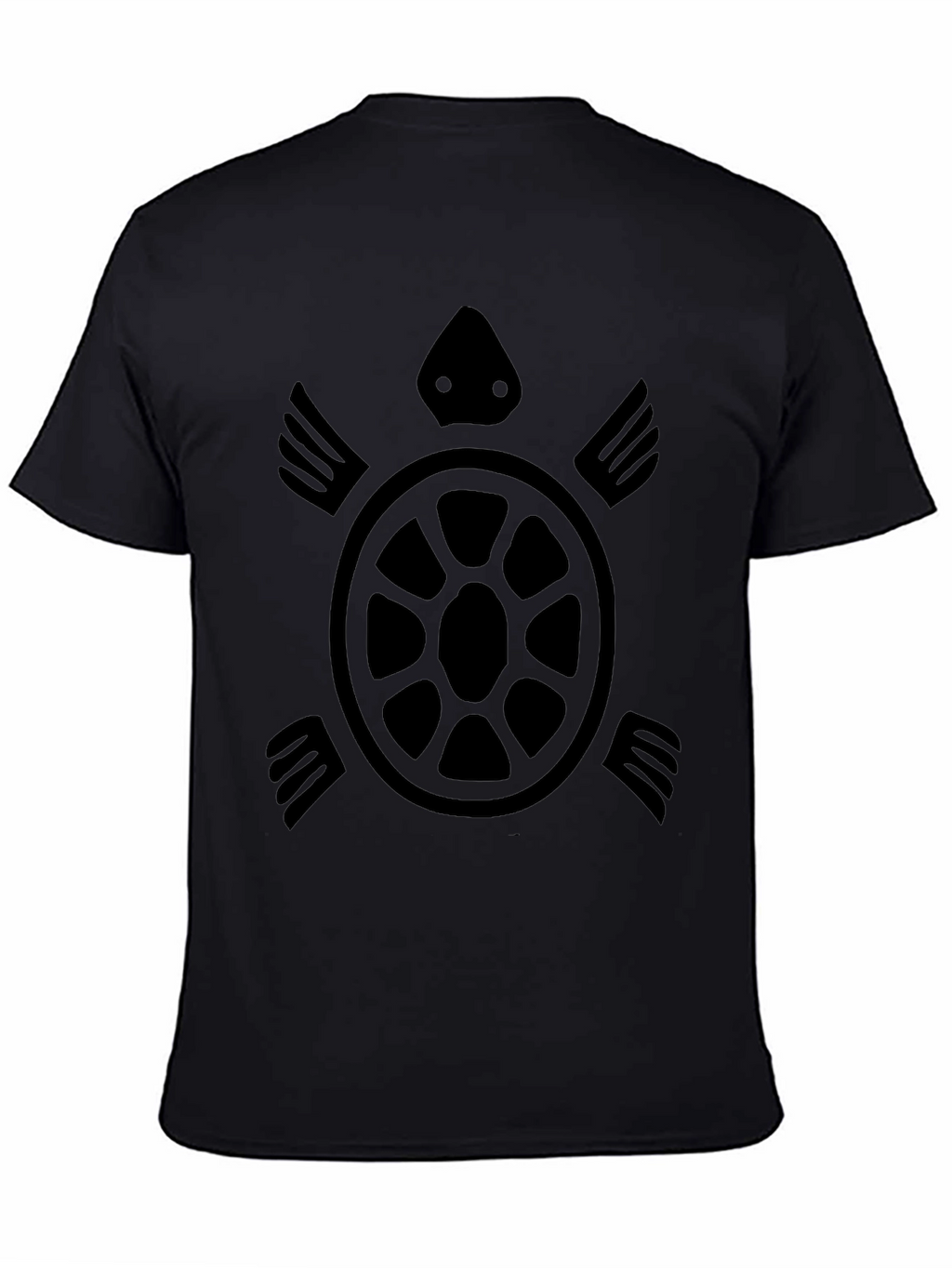 Tribal Turtle Graphic Tee - Black Cotton T-Shirt