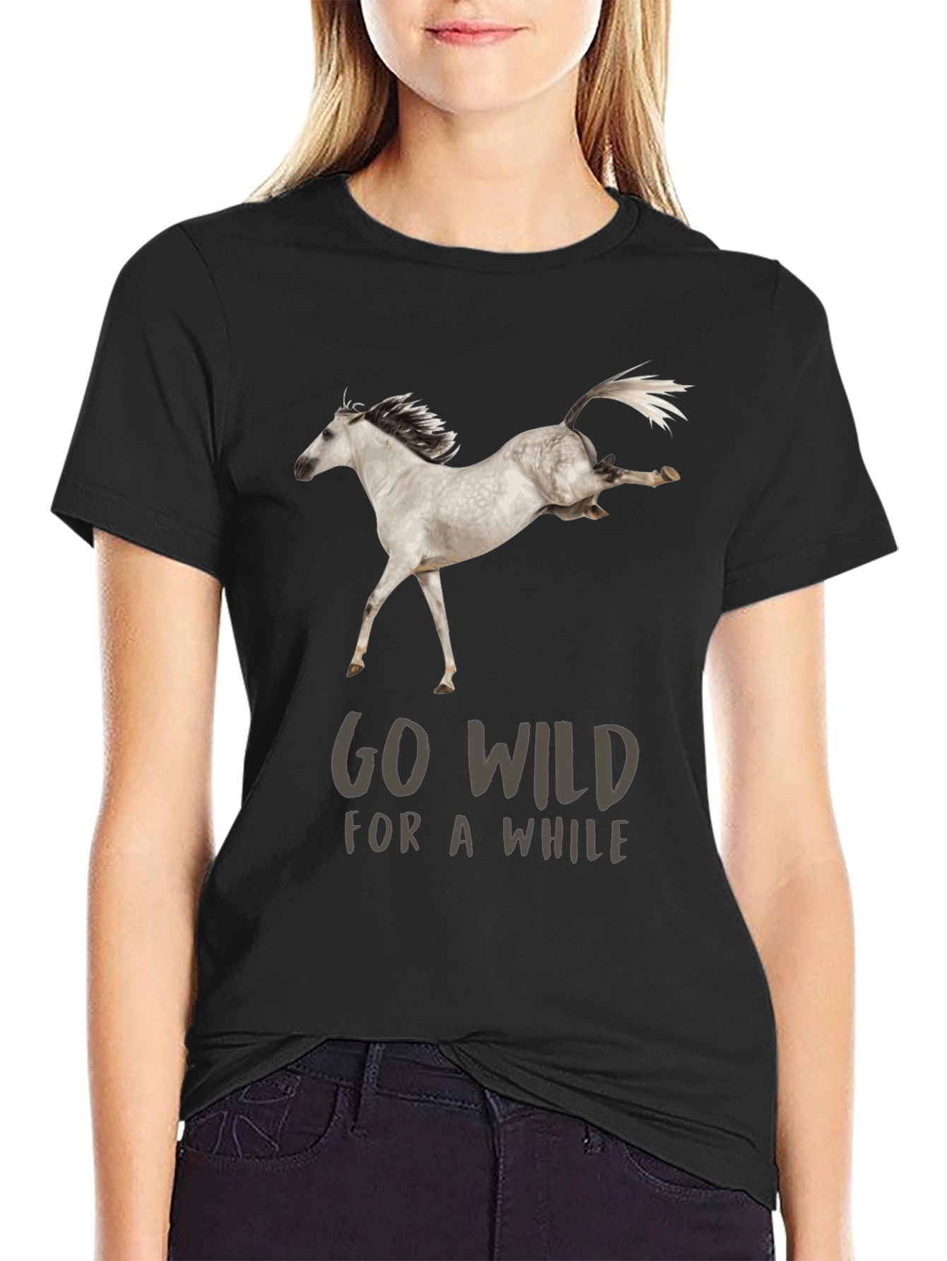 Go Wild Horse Graphic Tee - Stylish Cotton Comfort