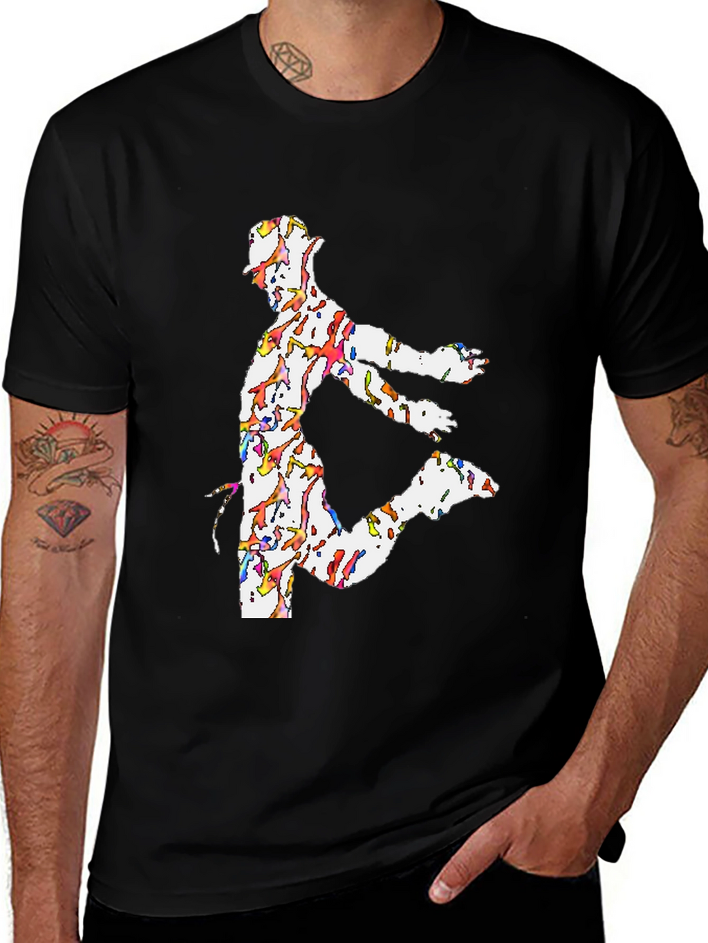 Dancing Man Graphic Tee - Black