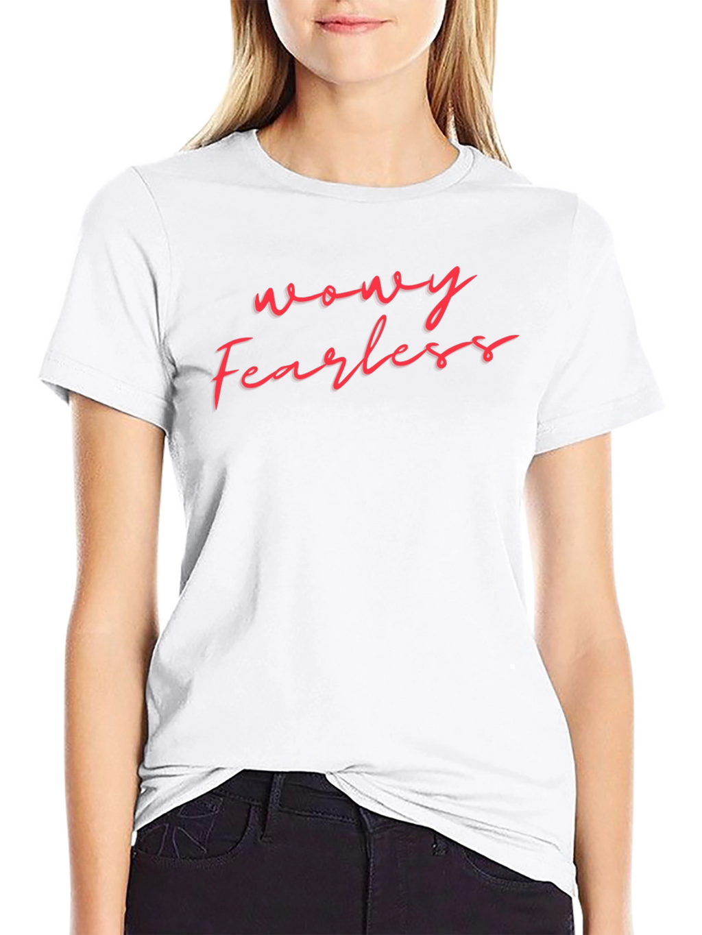 Wowy Fearless Red Script Black Tee