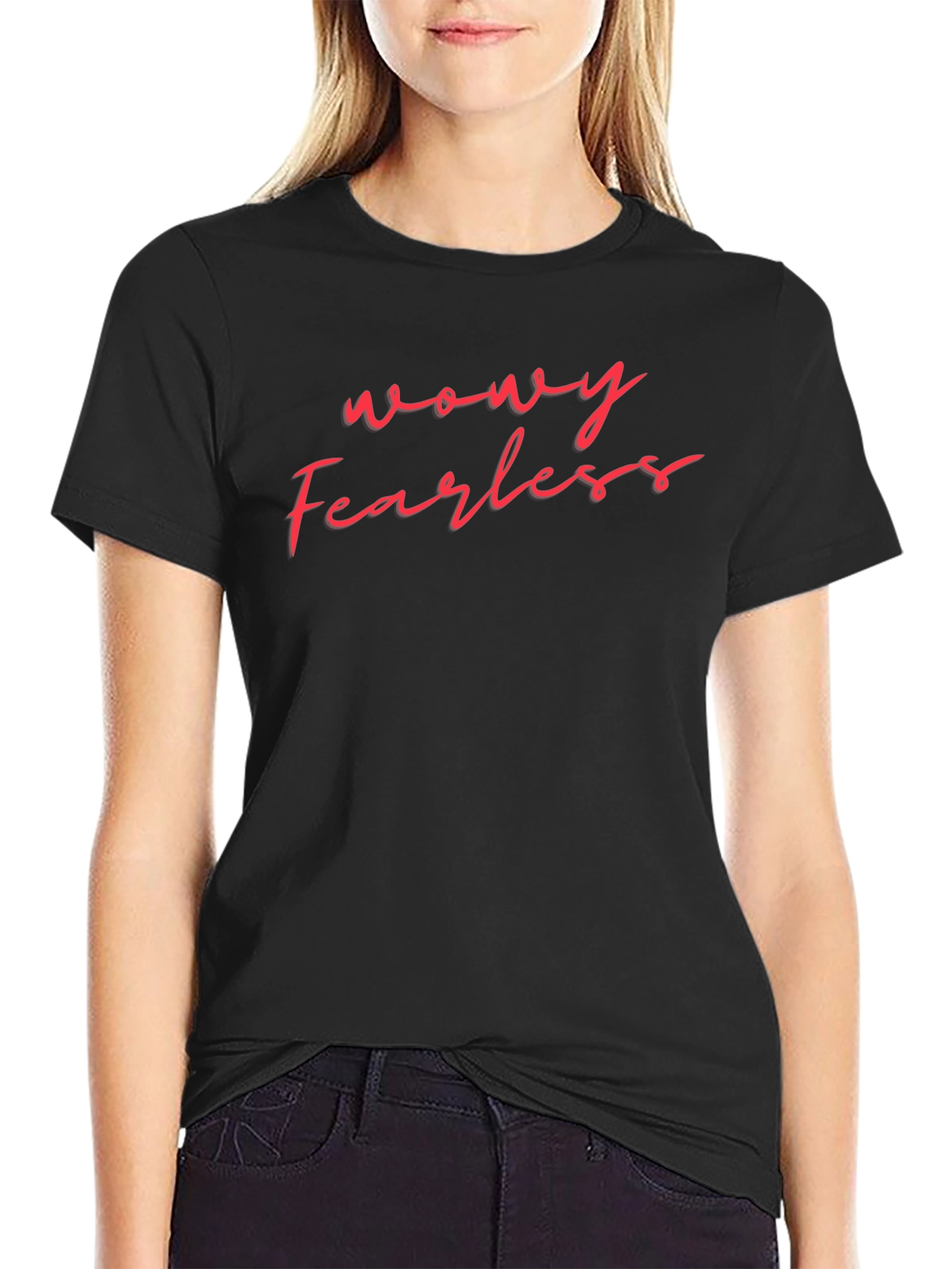 Wowy Fearless Red Script Black Tee