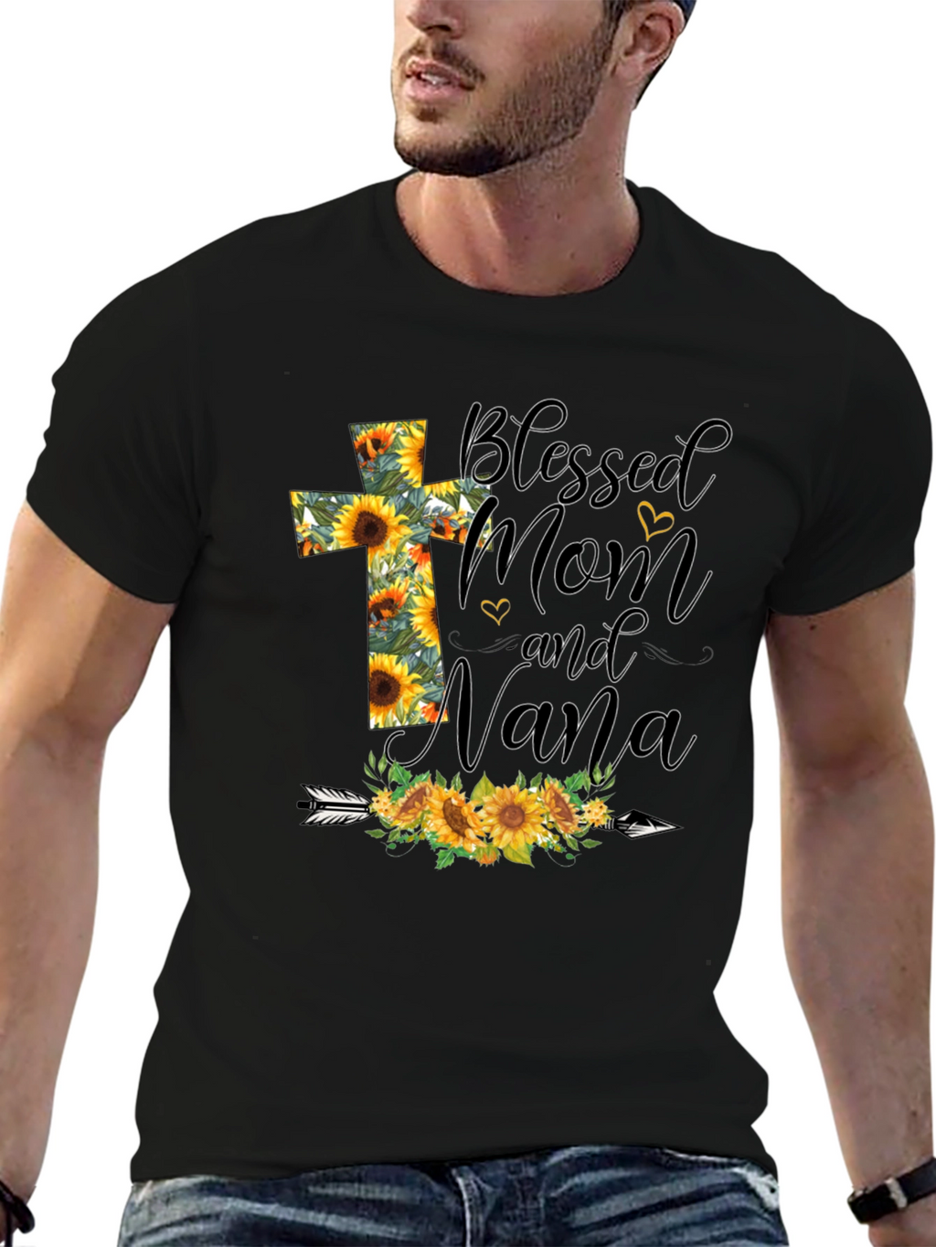 Blessed Mom and Nana Sunflower Graphic T-Shirt