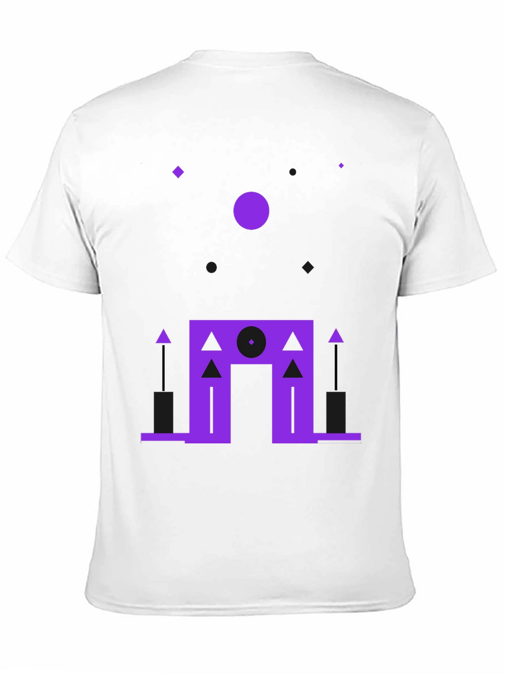 Geometric Purple Design Black T-Shirt