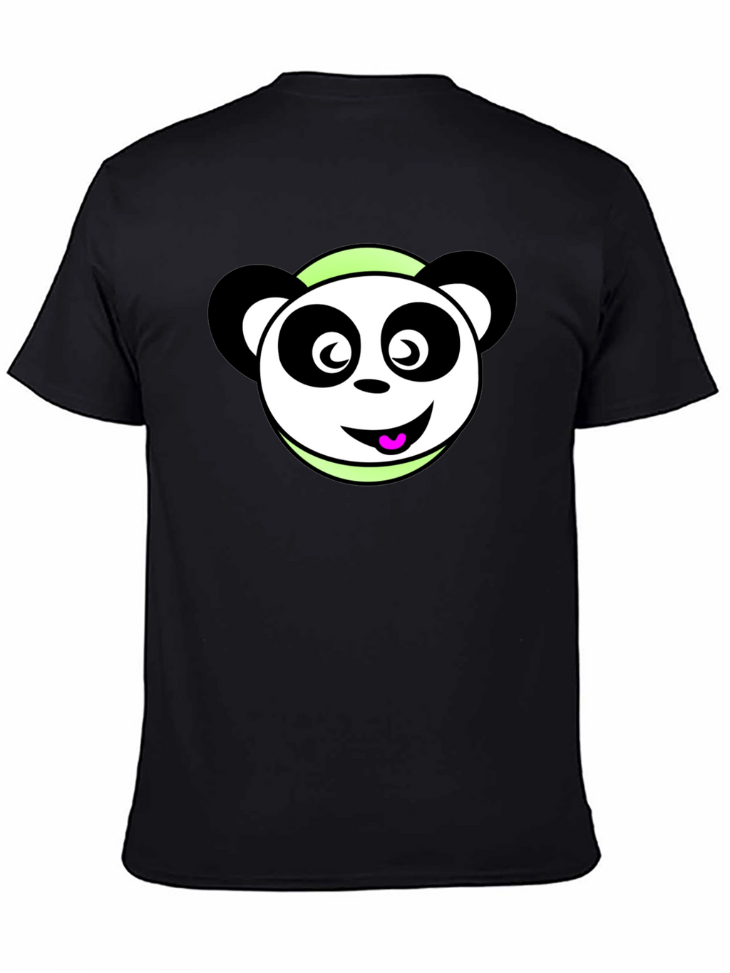 Cute Panda Cartoon Black T-Shirt