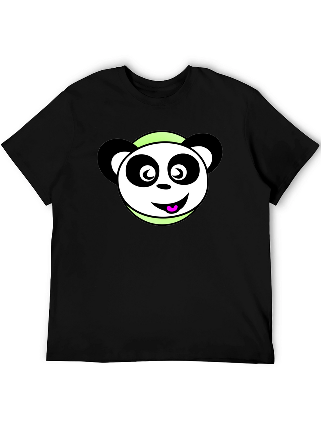 Cute Panda Cartoon Black T-Shirt