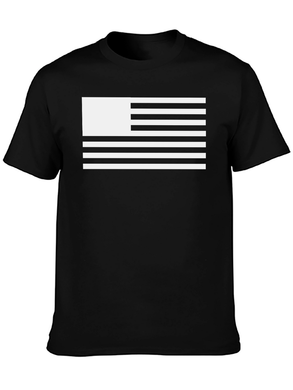Black T-Shirt with Unique White Flag Design
