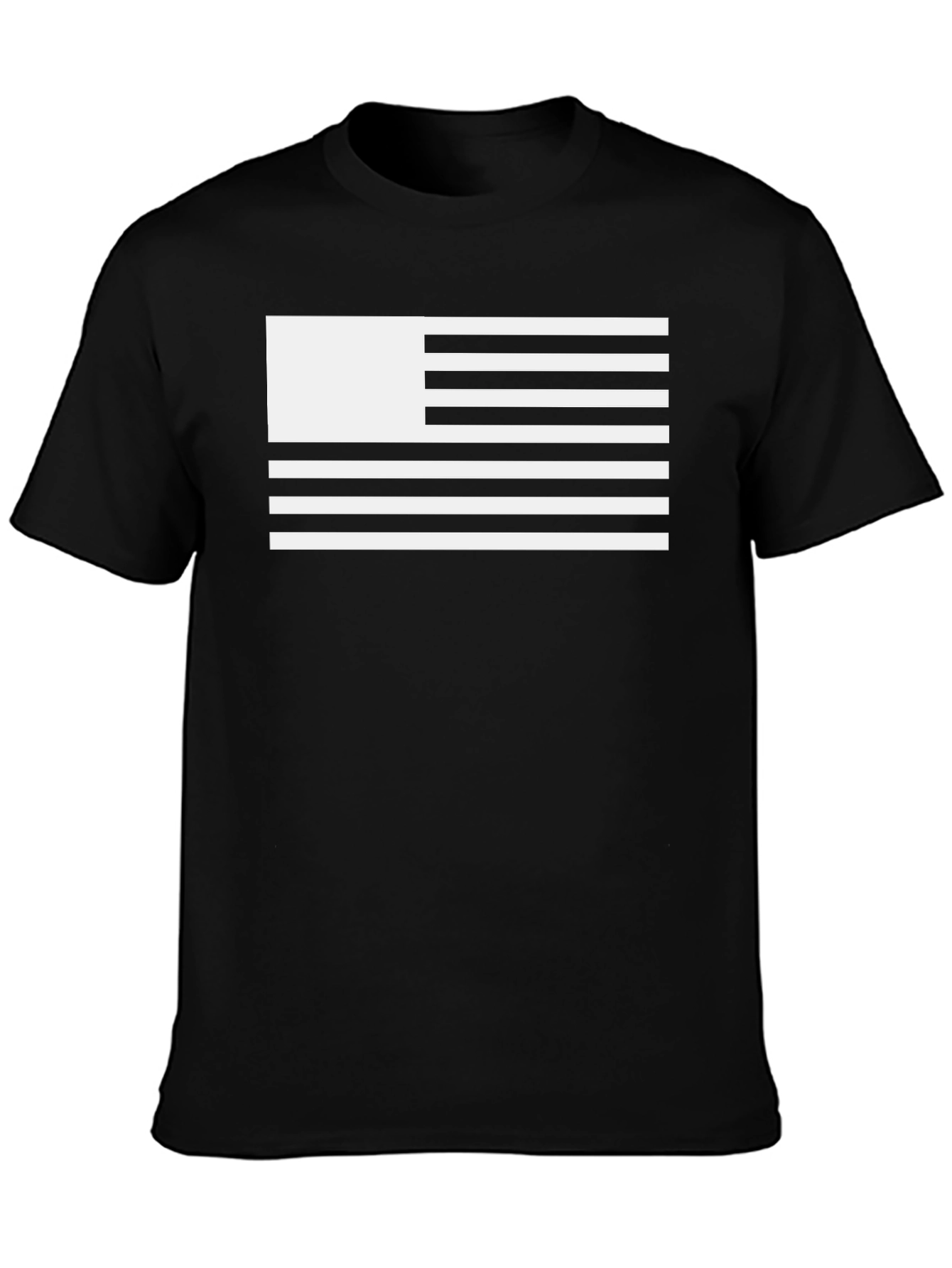 Black T-Shirt with Unique White Flag Design