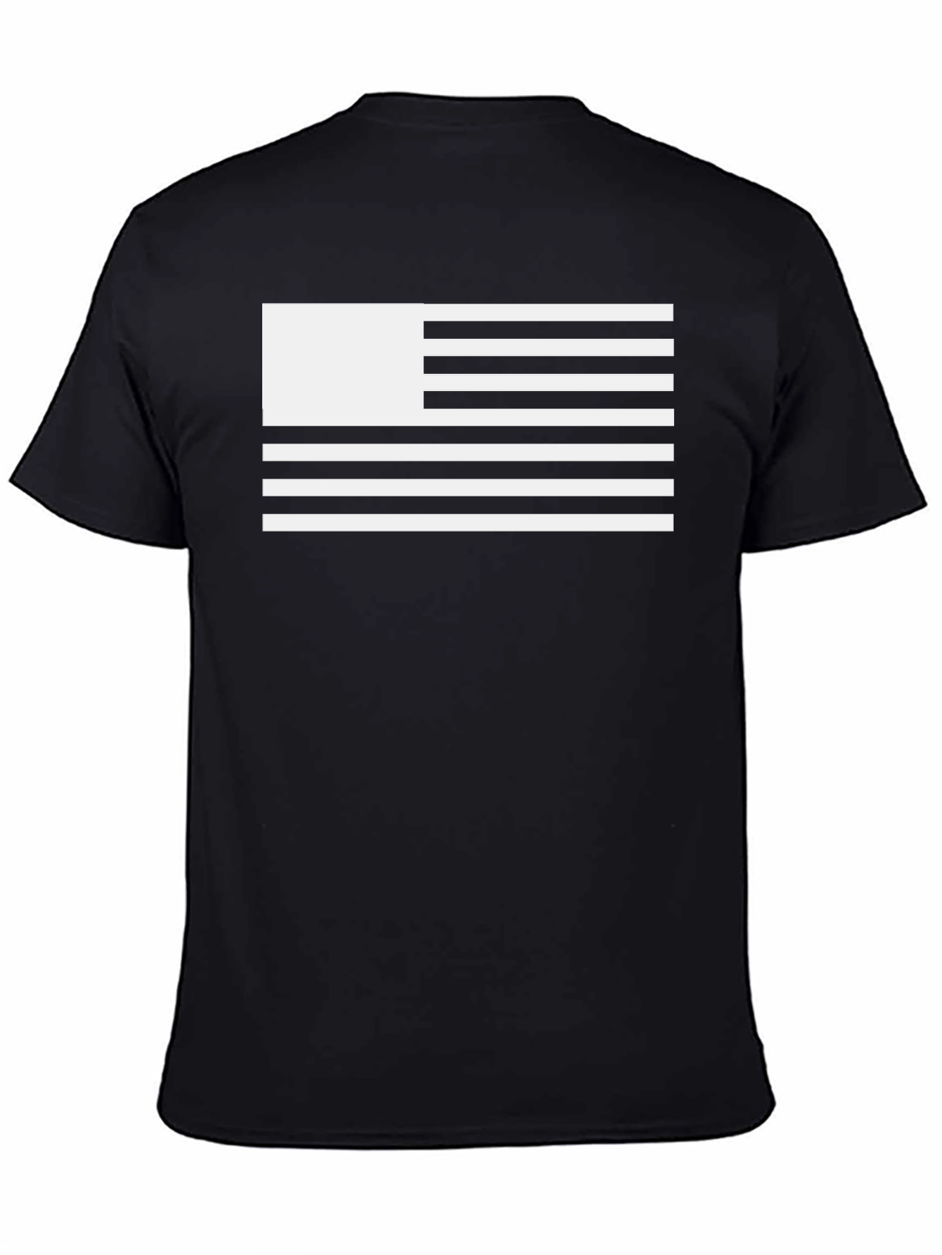 Black T-Shirt with Unique White Flag Design