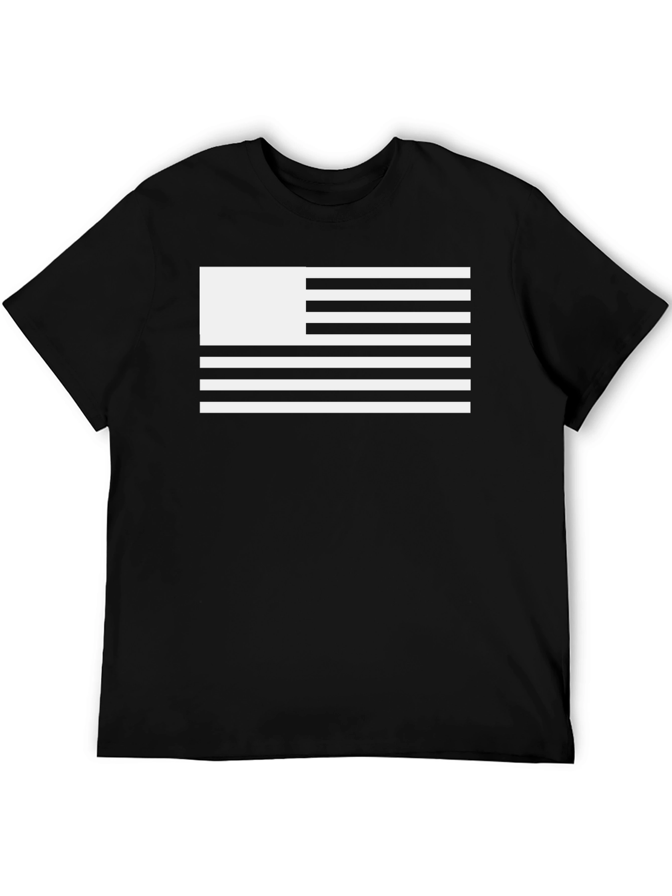 Black T-Shirt with Unique White Flag Design