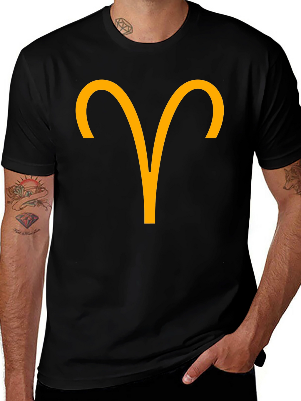 Aries Zodiac Sign Graphic T-Shirt - Black