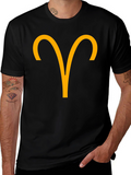 Aries Zodiac Sign Graphic T-Shirt - Black