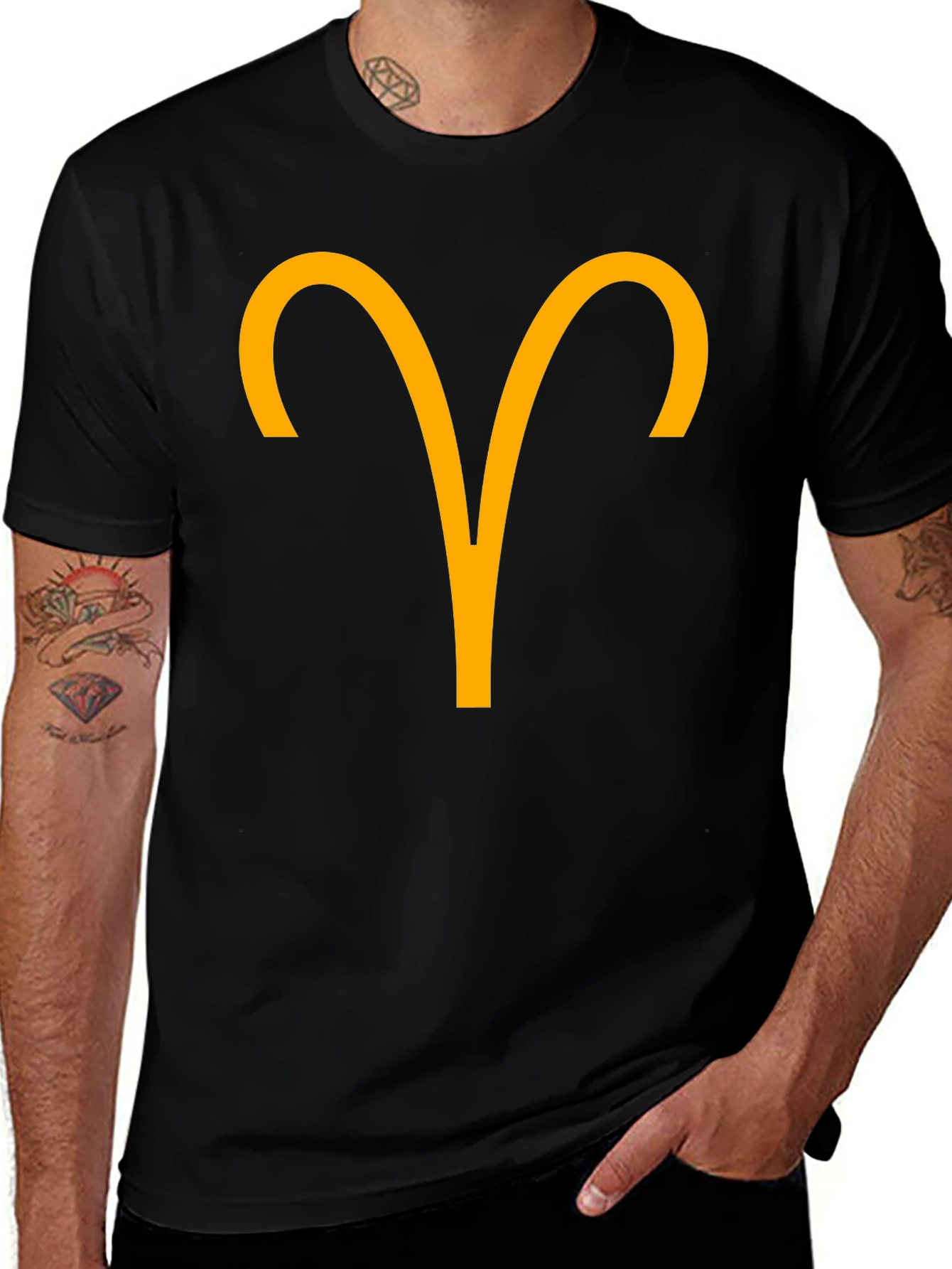 Aries Zodiac Sign Graphic T-Shirt - Black