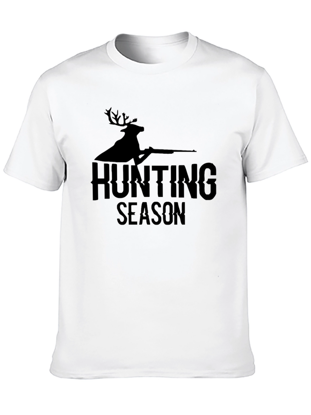 Hunting Season T-Shirt Deer Rifle Graphic Print Black