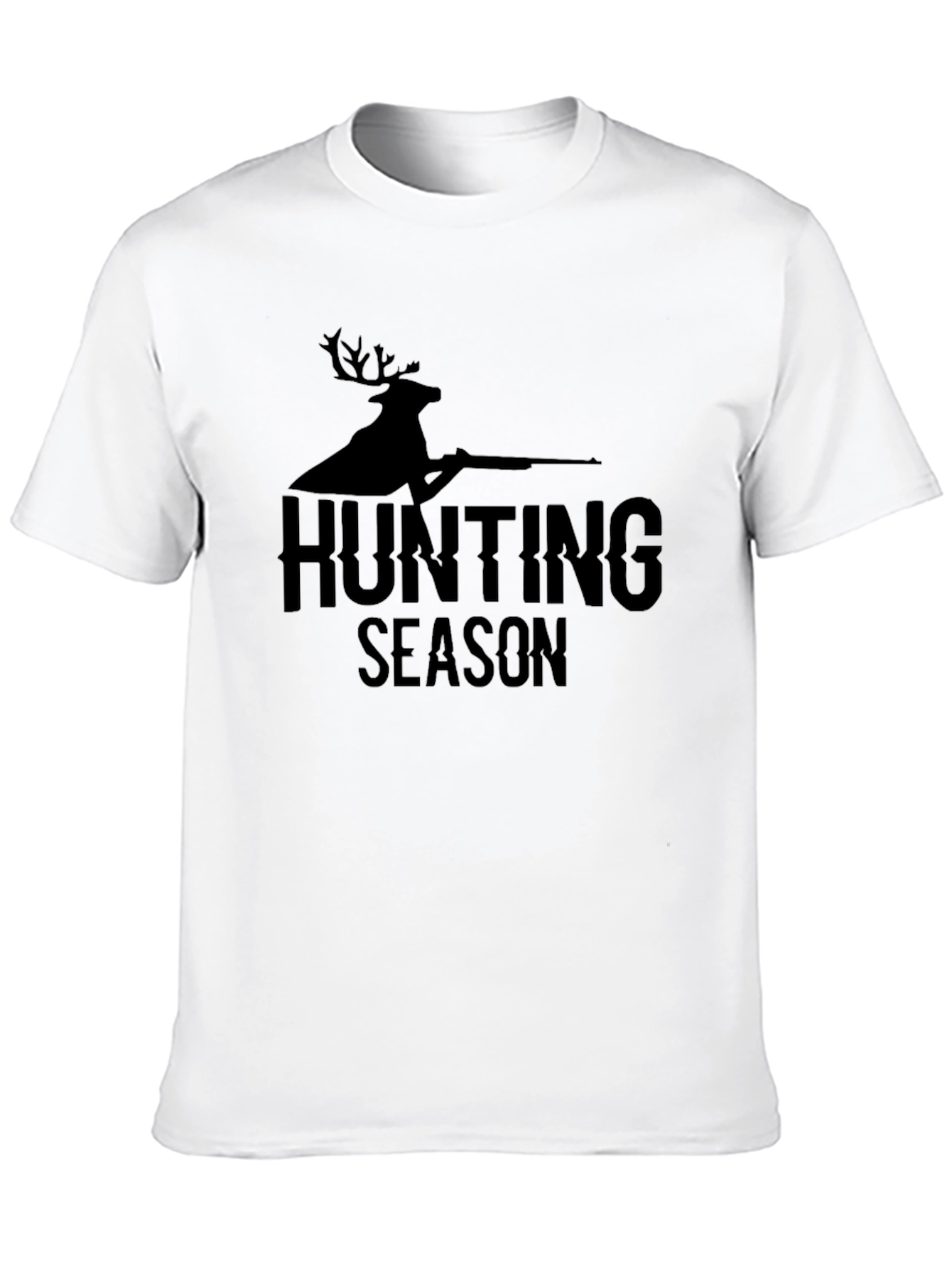Hunting Season T-Shirt Deer Rifle Graphic Print Black