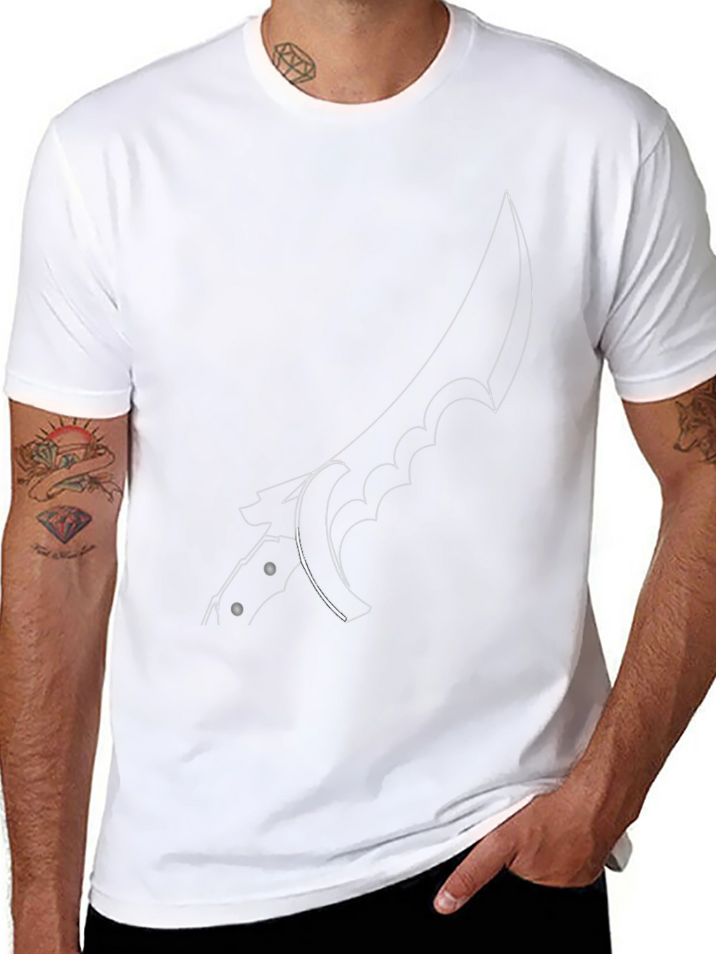 Edgy Knife Graphic Tee - Black Cotton Shirt