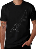 Edgy Knife Graphic Tee - Black Cotton Shirt