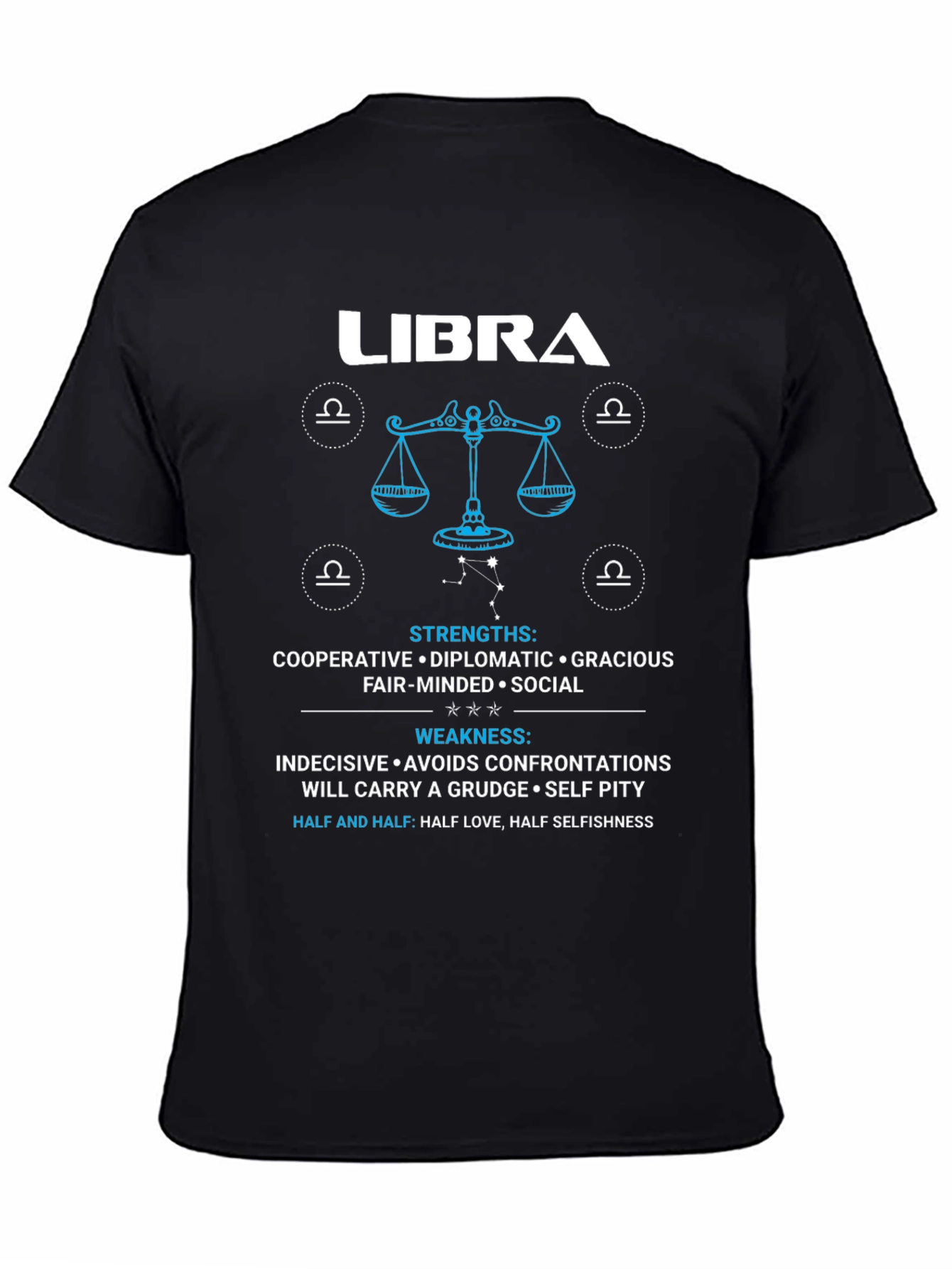 Libra Zodiac Sign Strengths & Weaknesses Graphic T-Shirt