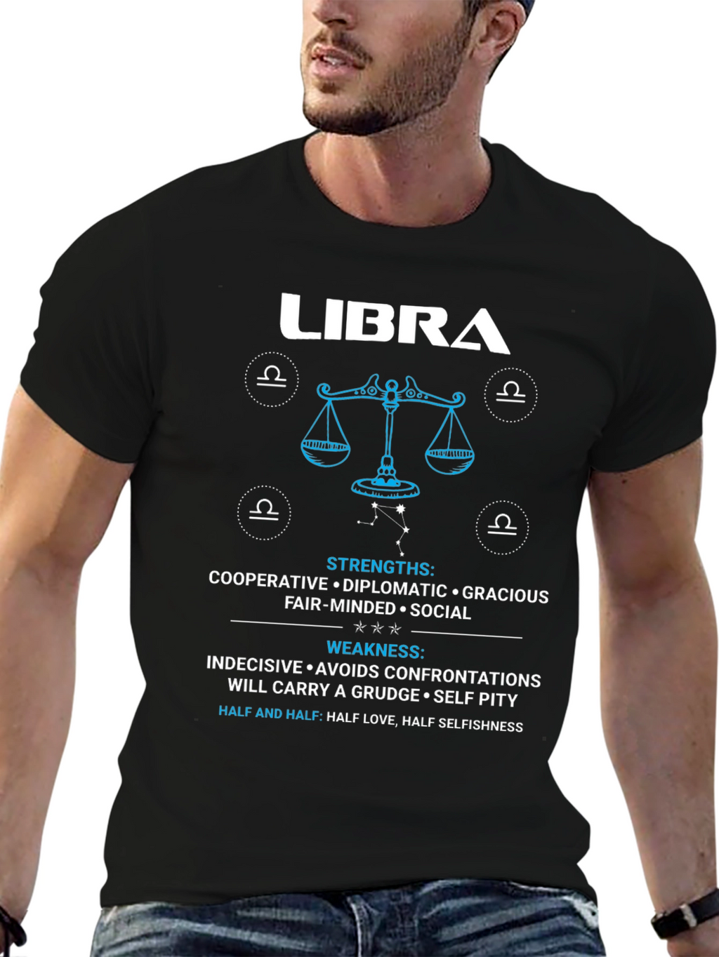 Libra Zodiac Sign Strengths & Weaknesses Graphic T-Shirt