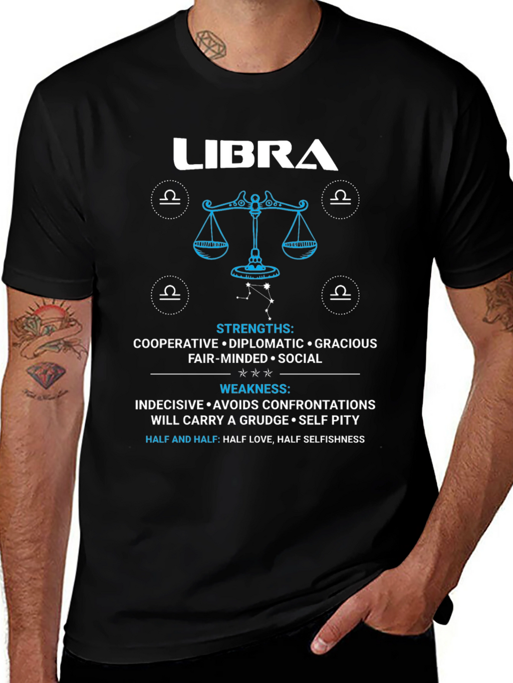 Libra Zodiac Sign Strengths & Weaknesses Graphic T-Shirt