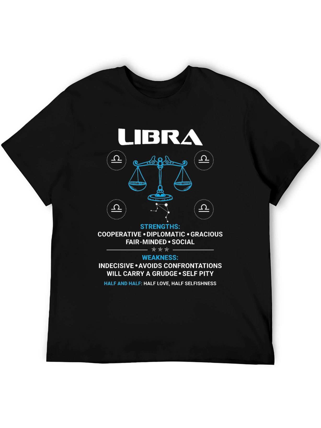 Libra Zodiac Sign Strengths & Weaknesses Graphic T-Shirt