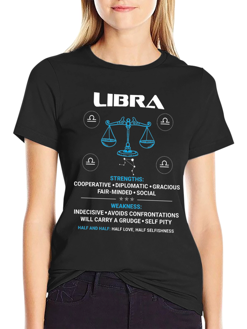 Libra Zodiac Sign Strengths & Weaknesses Graphic T-Shirt