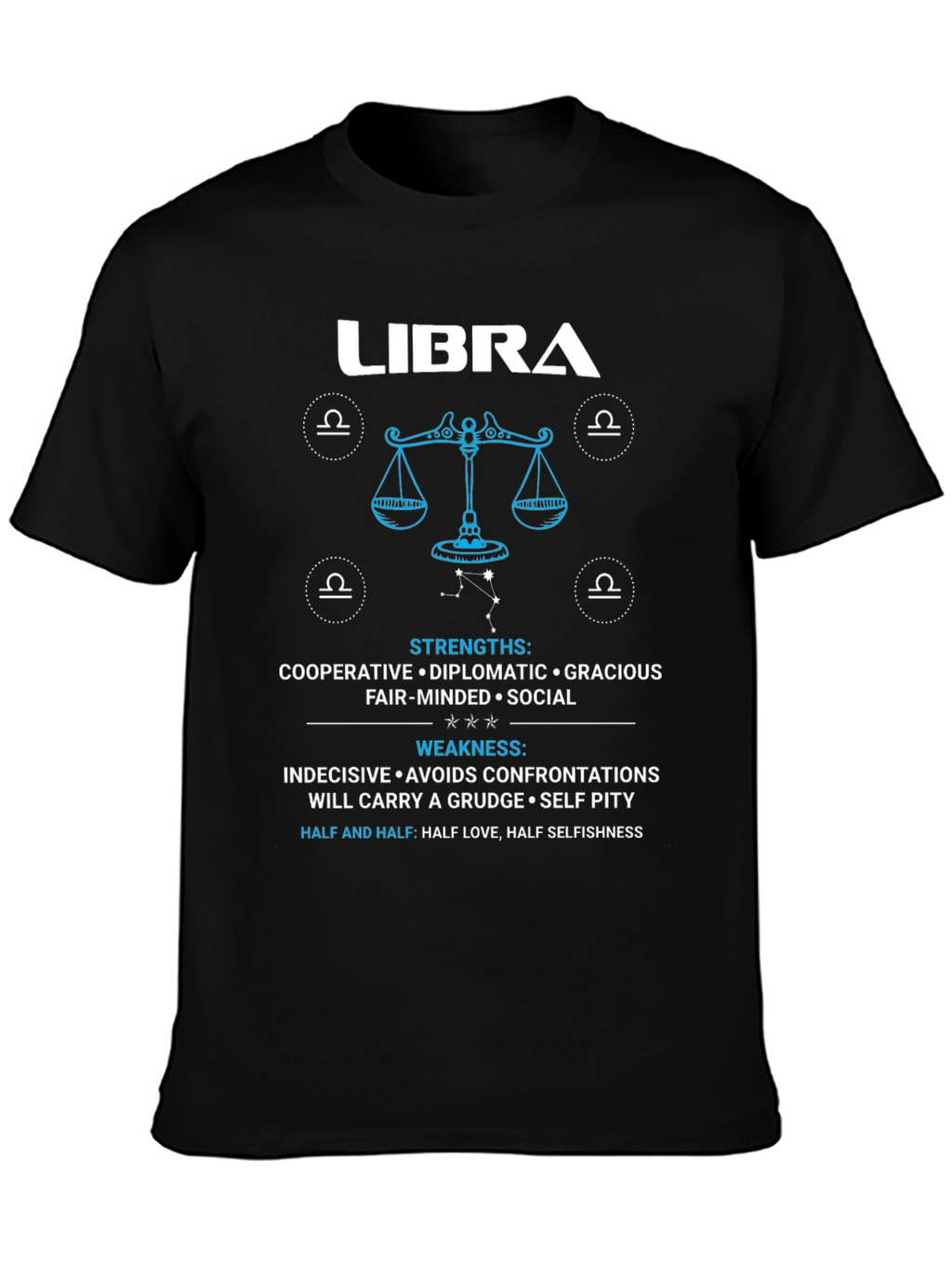 Libra Zodiac Sign Strengths & Weaknesses Graphic T-Shirt