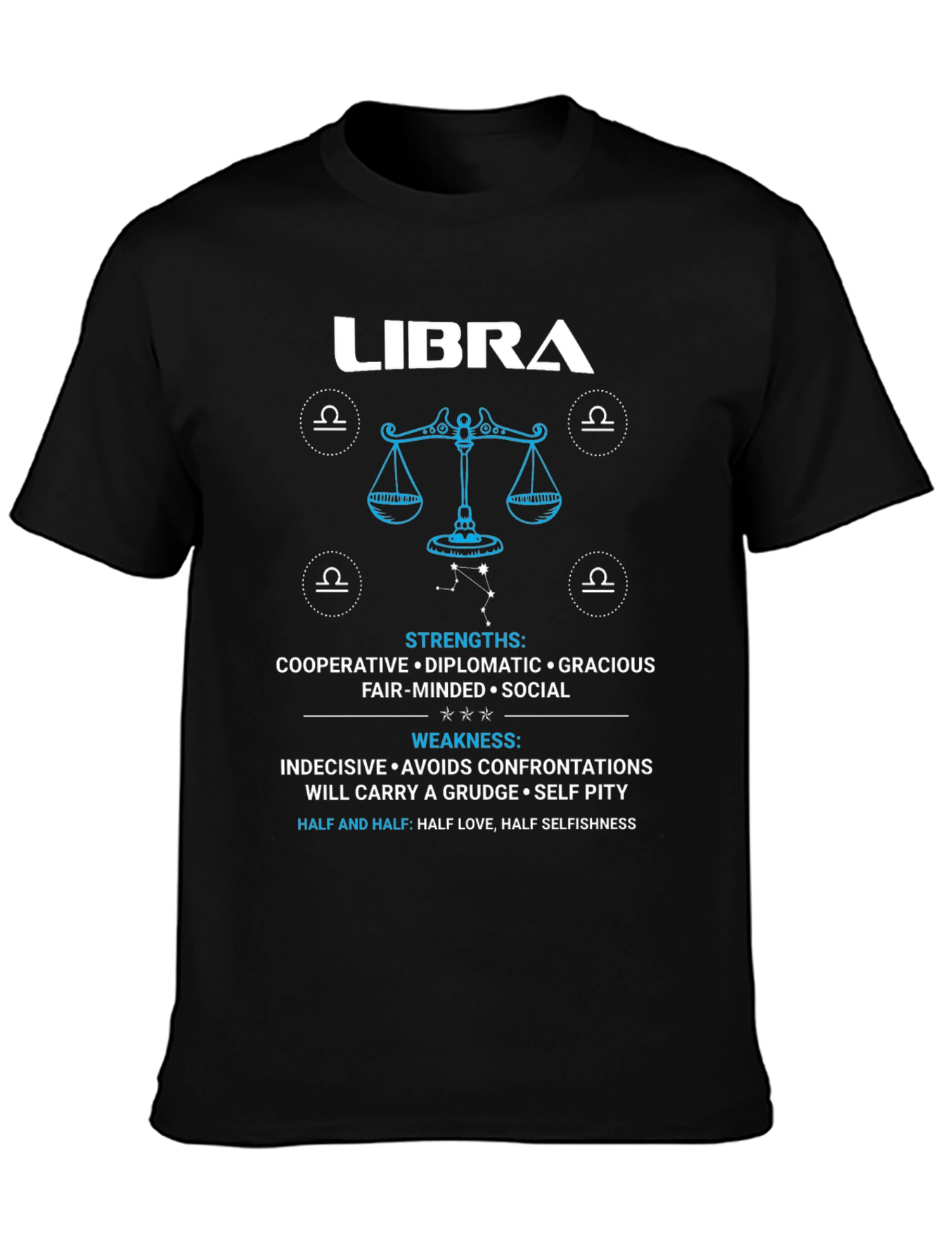 Libra Zodiac Sign Strengths & Weaknesses Graphic T-Shirt